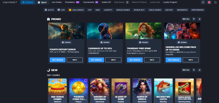 Monixbet platforminterface